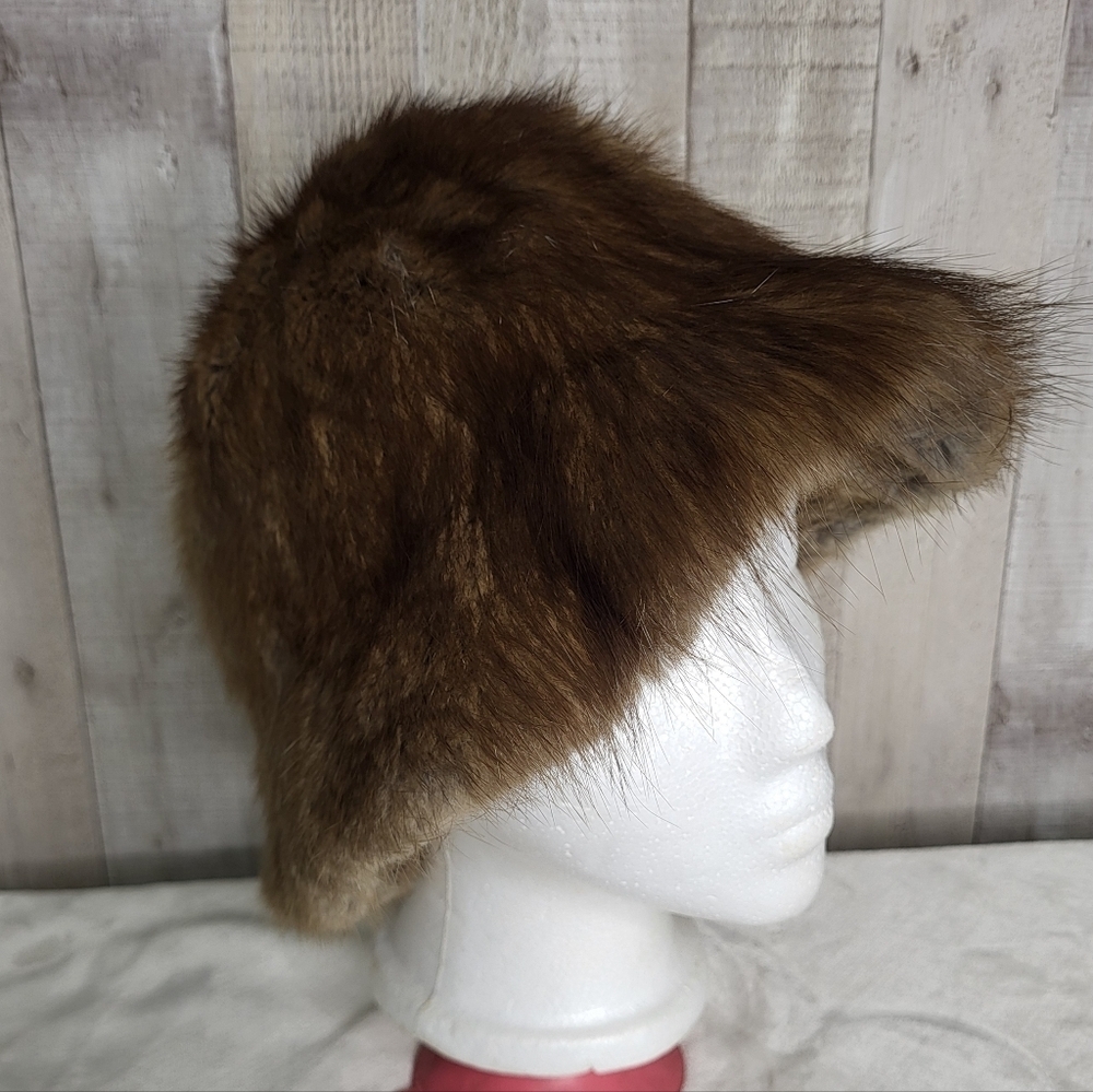 Kates Boutique Brown Fur Bucket Hat.